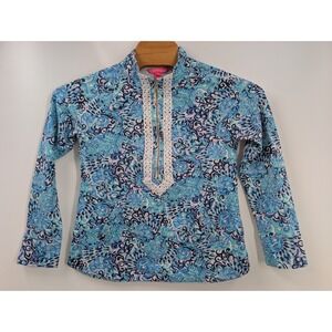 Lilly Pulitzer Women's size Medium Janie Popover Pullover 1/4‎ Zip Aqua Spritz